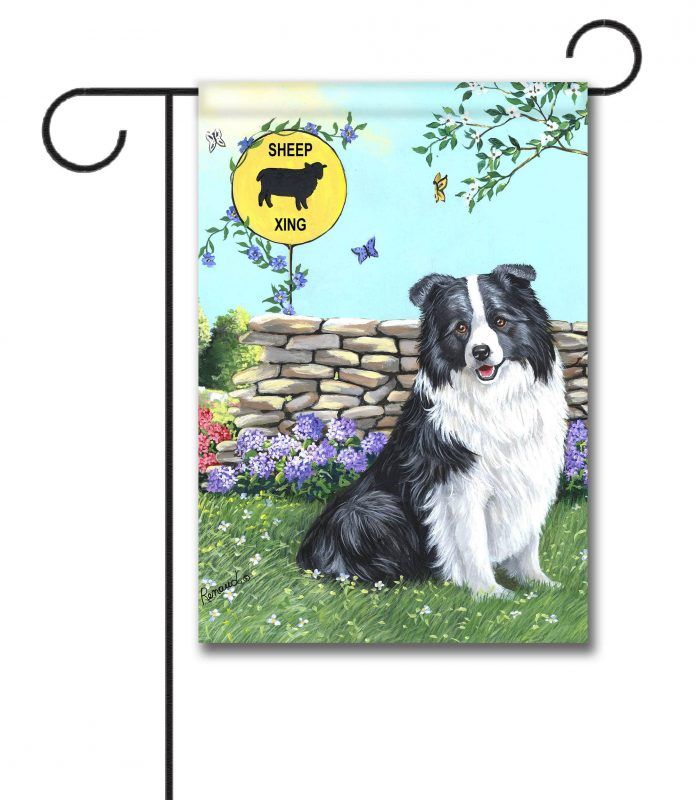 Border Collie Xing - Garden Flag - 12.5'' x 18''
