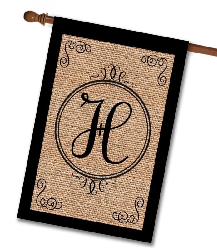 Buy Elegant Burlap II Monogram House Flag