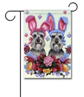 Schnauzer Easter Bunnies - Garden Flag - 12.5'' x 18''