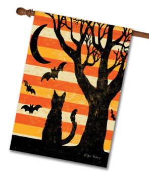 Cat and Bat Halloween   House Flag