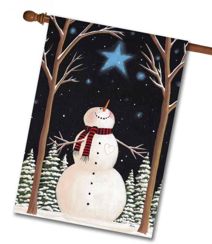 Snowman and Blue Star House Flag