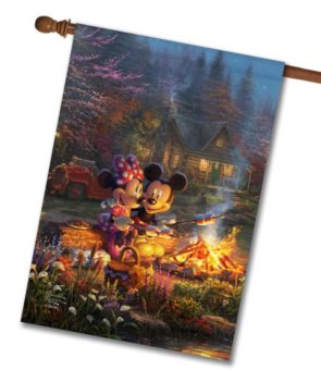 Mickey Mouse and Minnie Mouse Camping Thomas Kinkade Disney House Flag