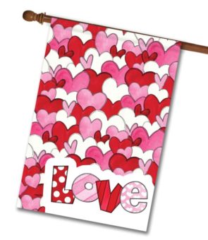 Love Hearts Valentine's Day House Flag