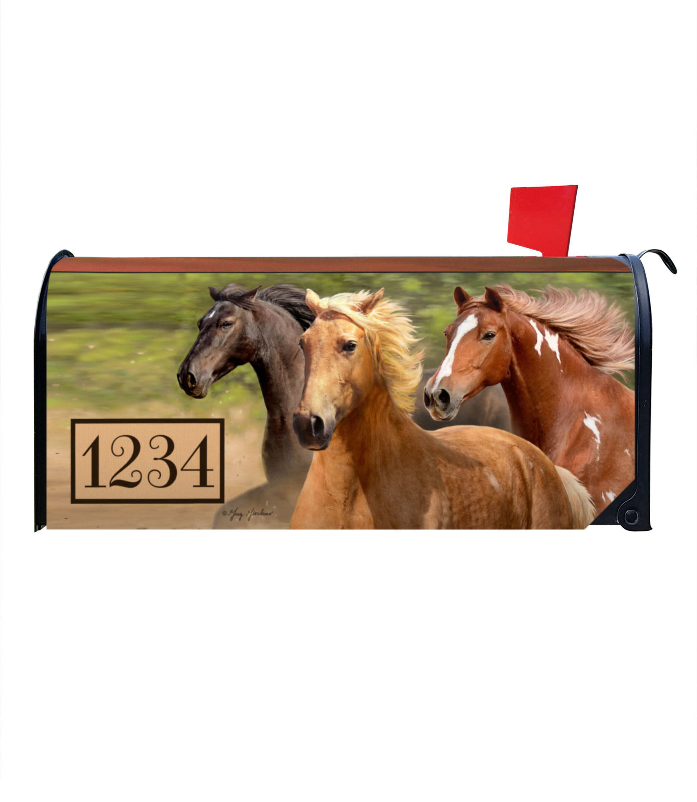 Buy galloping horses magnetic mailbox cover art farm flagology