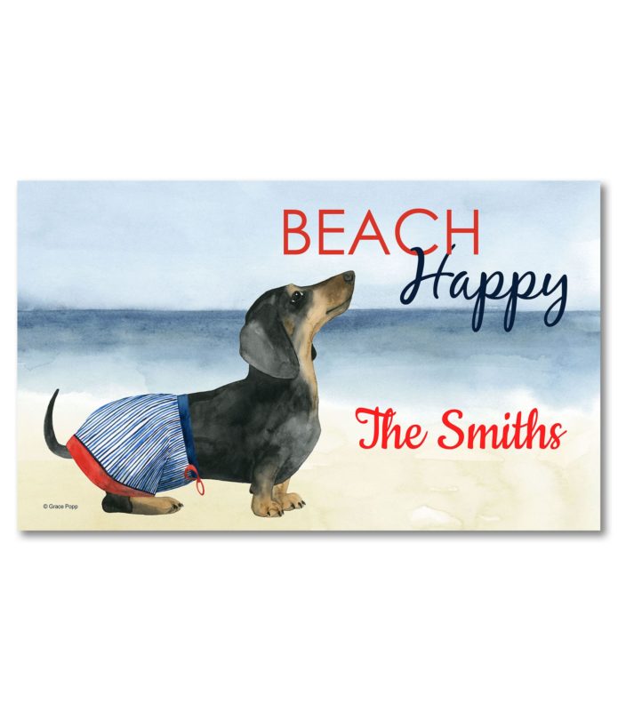 Buy Personalized Beach Happy Dachshund Doormat Summer