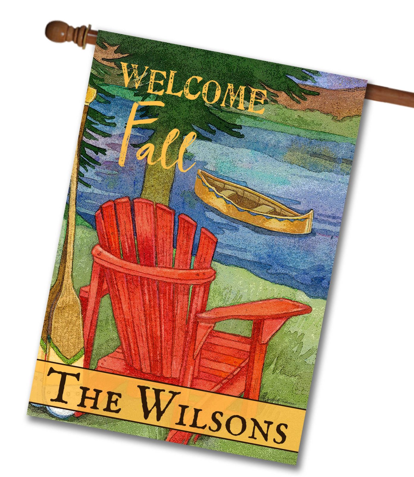 Buy Personalized Fall Lake House Flag
