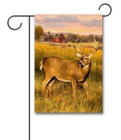 Deer on Farm Fall Garden Flag