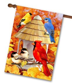 Fall Birds House Flag