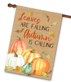 Pumpkins and Burlap Fall House Flag