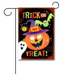 Jack O'Lantern and Ghost Halloween Garden Flag