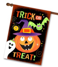 Jack O'Lantern and Ghost Halloween House FLag