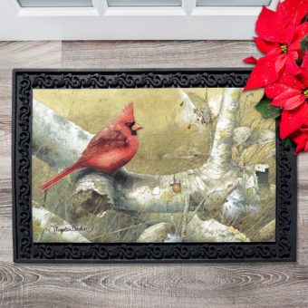 Cardinal in the Fall Doormat