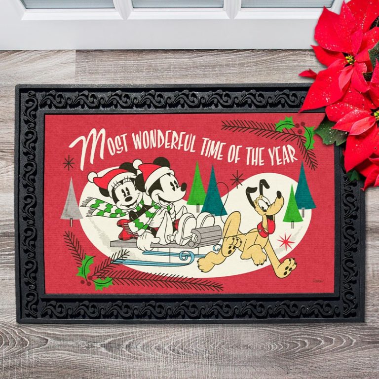 Buy Mickey and Minnie Sledding Doormat Christmas Pluto