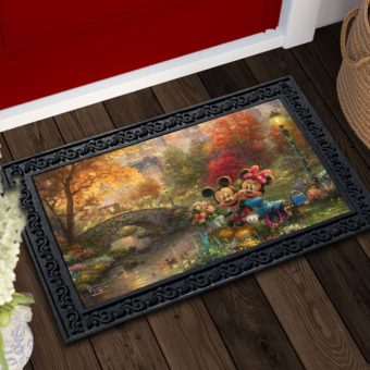 Mickey Mouse and Minnie Mouse Central Park Thomas Kinkade Disney Doormat