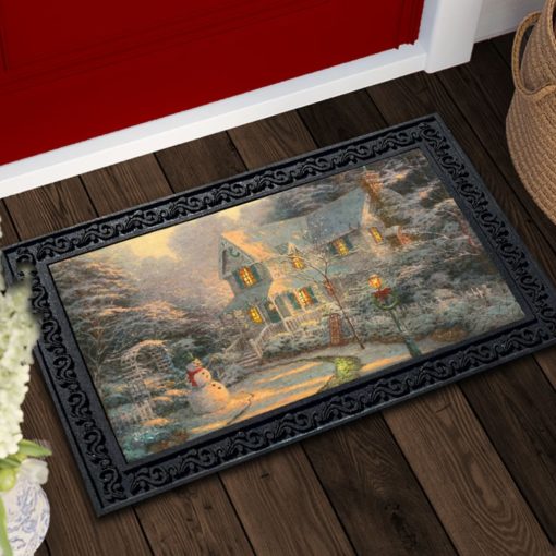 Thomas Kinkade Christmas Snowman Doormat