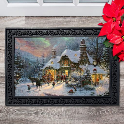 Thomas Kinkade Santa's Village Christmas Doormat