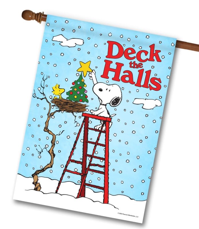 Buy: PEANUTS® Deck the Halls Snoopy and Woodstock – House Flag ...