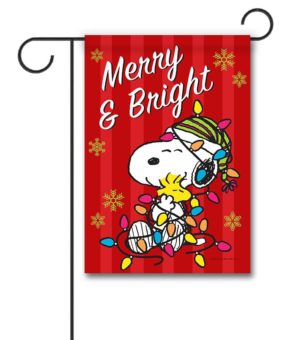 Peanuts Snoopy Hugging Woodstock Christmas Garden Flag