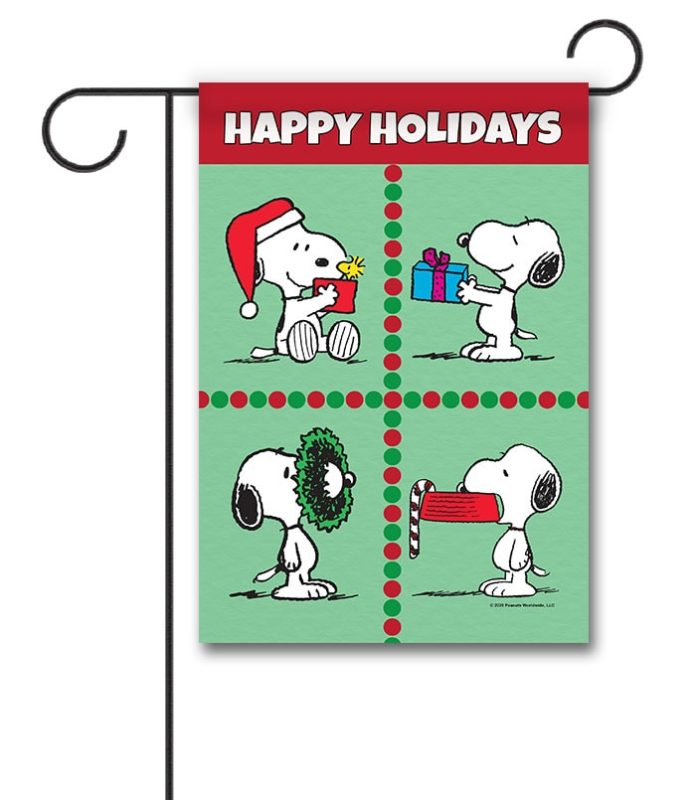 Buy PEANUTS® Happy Holidays 4Block Garden Flag