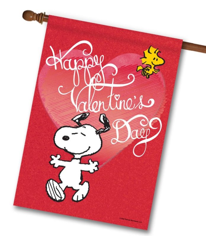 Buy: PEANUTS® Happy Valentine’s Day Snoopy – House Flag Flagology.com