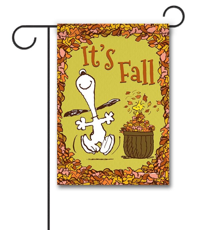 Buy PEANUTS® Snoopy Woodstock Leaf Pile Fun Garden Flag