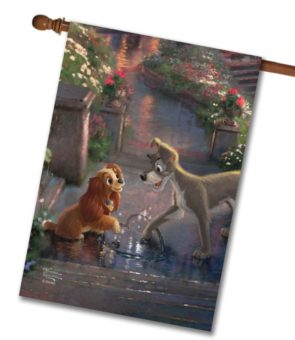 Lady and the Tramp Thomas Kinkade Disney House Flag