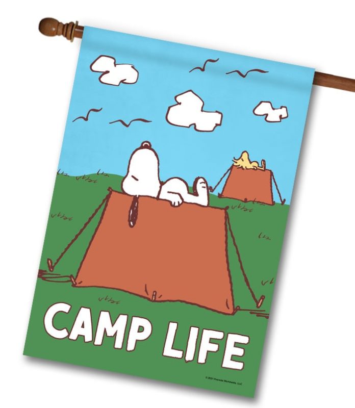 Buy: PEANUTS® Camp Life Snoopy – House Flag Flagology.com