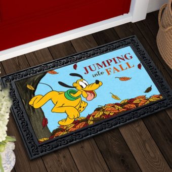 Buy: Jumping Into Fall Pluto Doormat Fall All Disney Flagology.com
