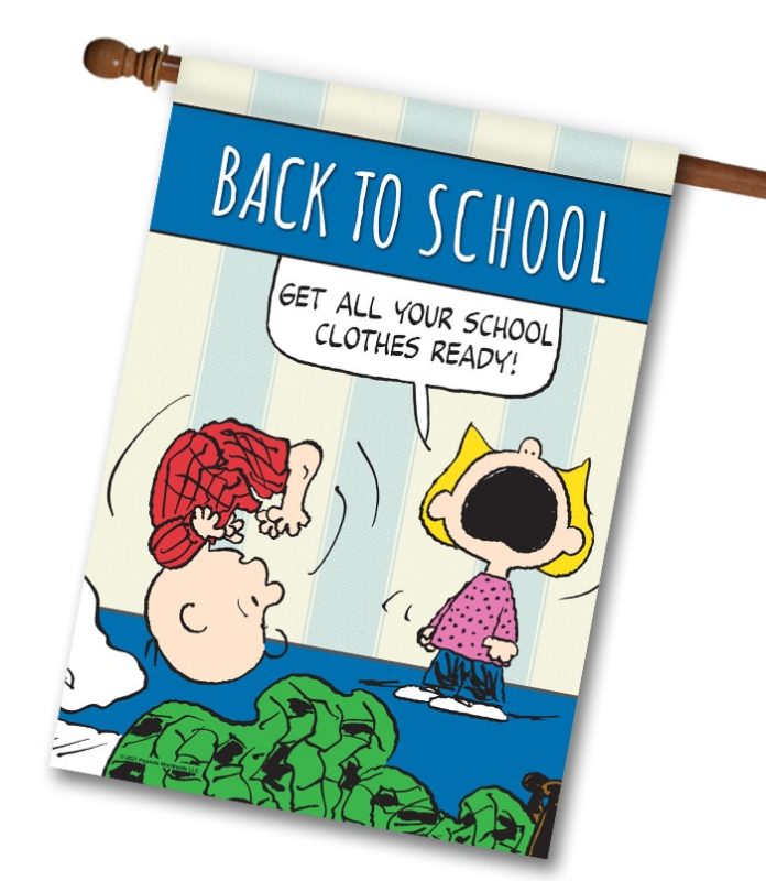 Buy: PEANUTS® Back to School Charlie Brown – House Flag Flagology.com