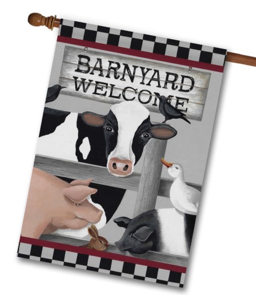 DSZ3392 Barnyard Animals Farm House Flag