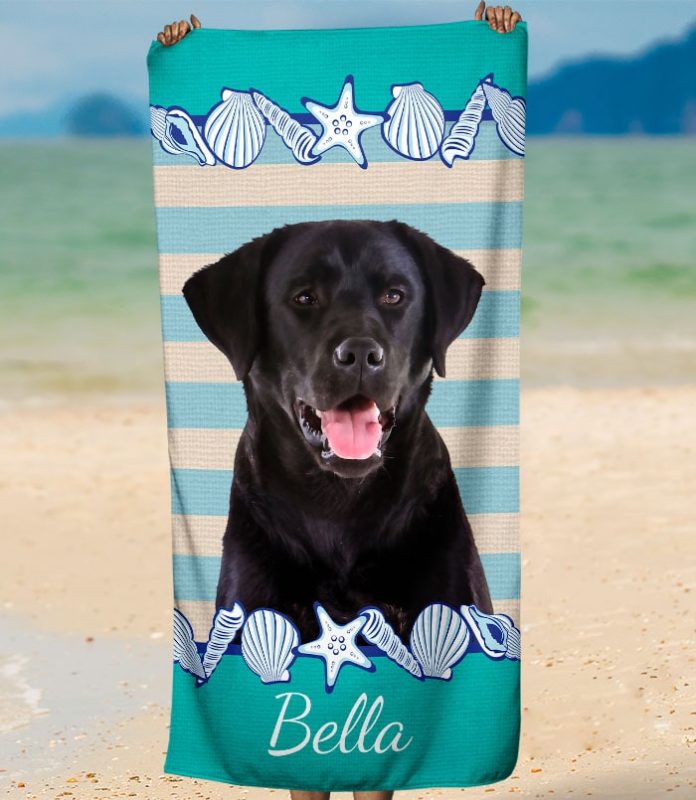 Buy Stripes & Seashells Black Lab Personalized Dog