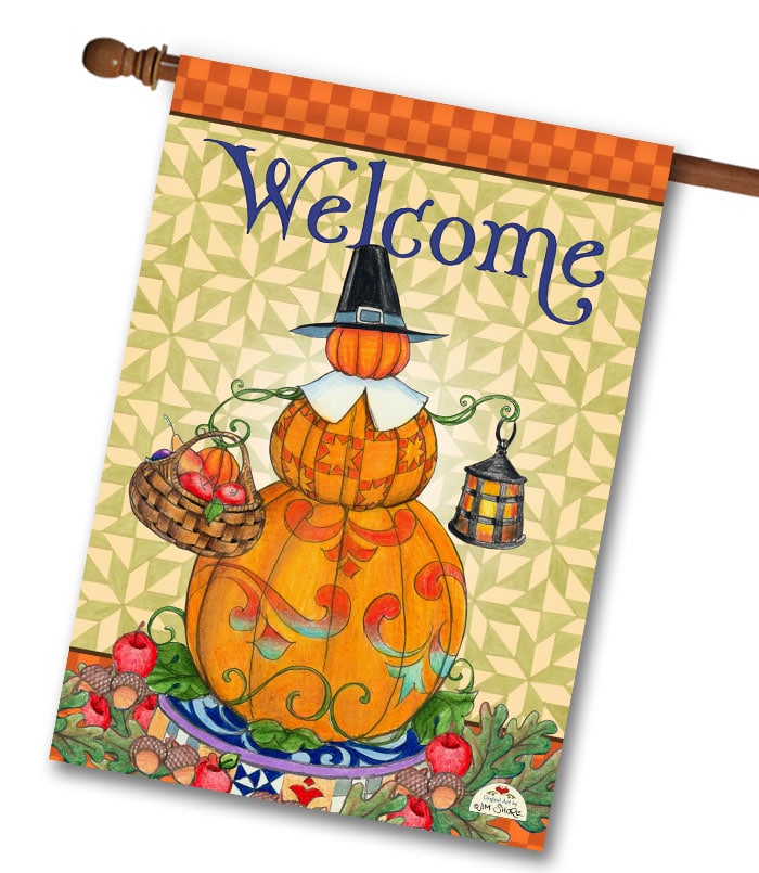 JIS3729 Jim Shore Pumpkins Fall House Flag