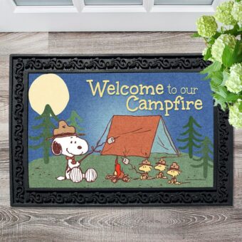 PNT2597 Peanuts Snoopy Woodstock Camping Doormat