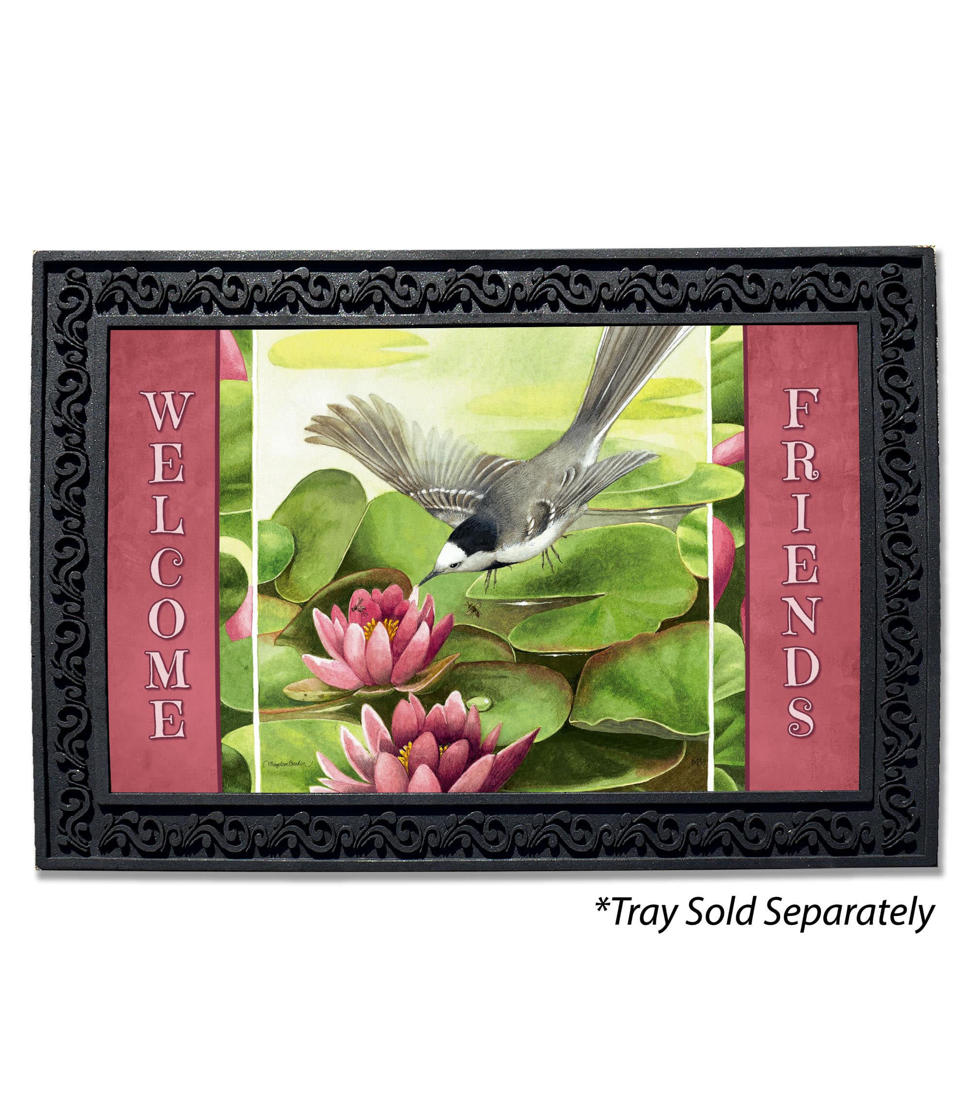 MLB292 Bird Soaring over Water Lilies Doormat1