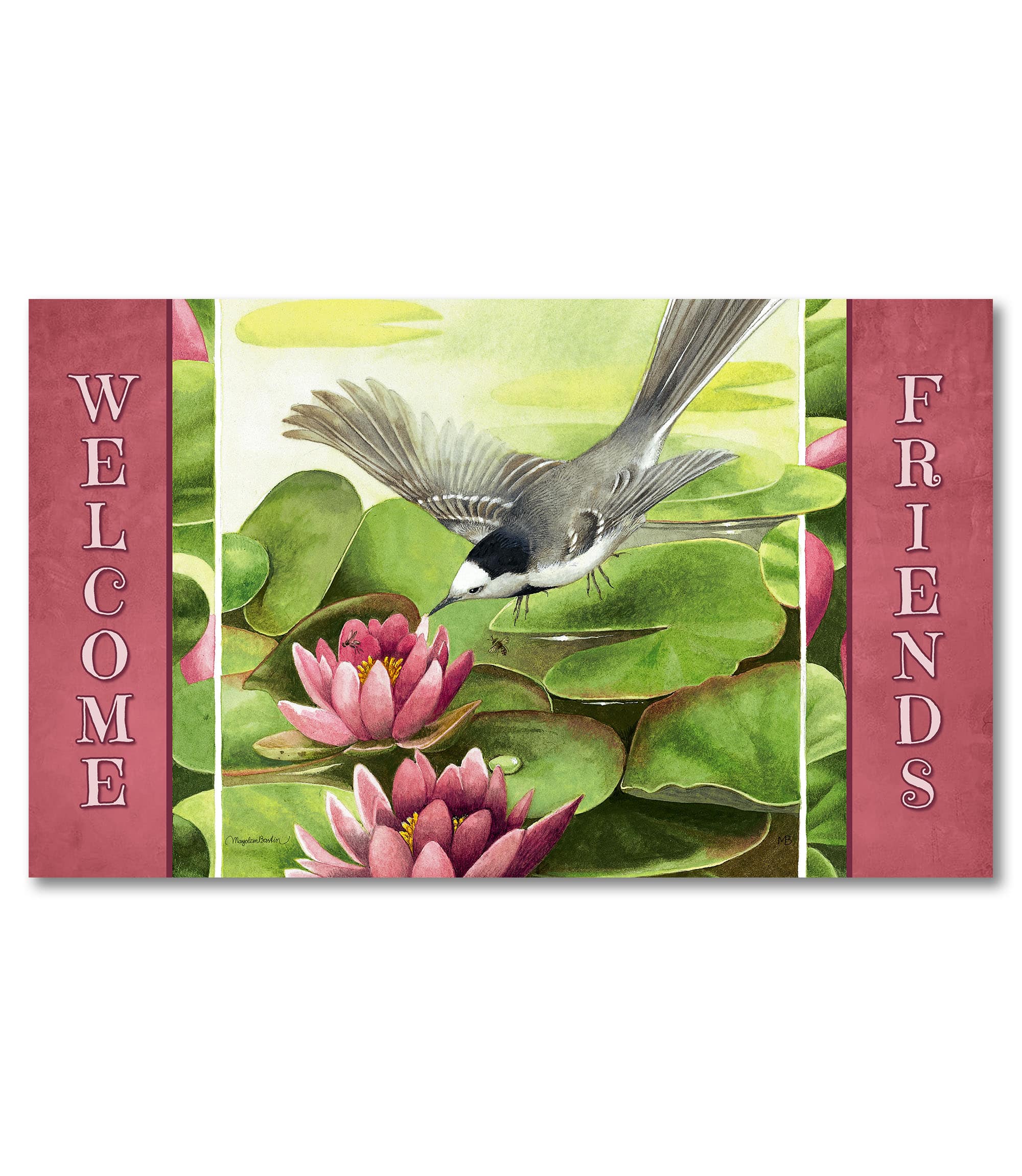 MLB292 Bird Soaring over Water Lilies Doormat2