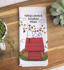 PEANUTS® Falling Leaves and Pumpkins Please Snoopy - Kitchen Tea Towel
