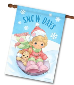 PRM4334 Precious Moments Sledding Winter House Flag