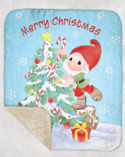 Precious Moments Christmas Gnome - Fleece Sherpa Blanket - 50" x 60"