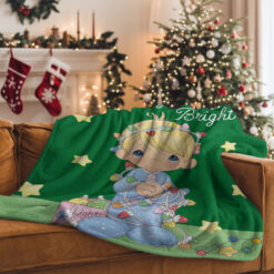 Precious Moments Merry and Bright - Minky Fleece Blanket - 50" x 60"