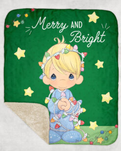 Precious Moments Merry and Bright - Fleece Sherpa Blanket - 50" x 60"