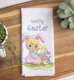 Precious Moments Happy Easter Pink Bunny - Kitchen Tea Towel