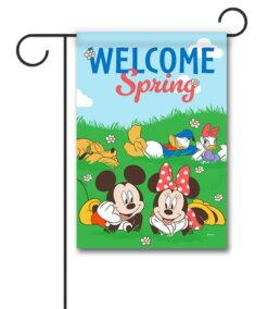 Welcome Spring Mickey and Gang - Garden Flag - 12" x 18"