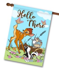 Hello There Spring Bambi - House Flag - 28" x 40"