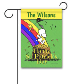 Personalized PEANUTS Snoopy and Woodstock Pot of Gold - Garden Flag - 12.5'' x 18''