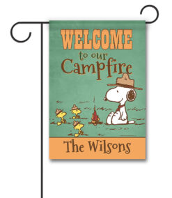 Personalized PEANUTS Welcome to Our Campfire Snoopy - Garden Flag - 12.5'' x 18''