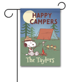 Personalized PEANUTS Happy Camper S'mores - Garden Flag - 12.5'' x 18''