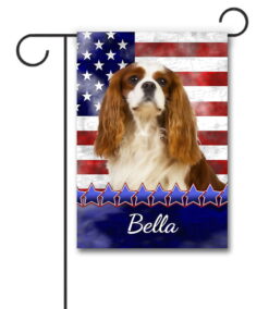 Personalized Stars and Stripes Blenheim Cavalier King Charles Spaniel - Garden Flag - 12.5'' x 18''