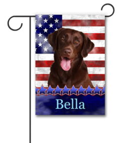 Personalized Stars and Stripes Chocolate Labrador Retriever - Garden Flag - 12.5'' x 18''