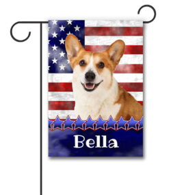 Personalized Stars and Stripes Corgi - Garden Flag - 12.5'' x 18''
