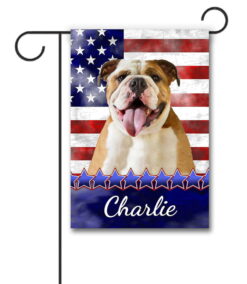 Personalized Stars and Stripes English Bulldog - Garden Flag - 12.5'' x 18''